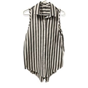 Anel NWOT Black & White Stripped Tank Button-down